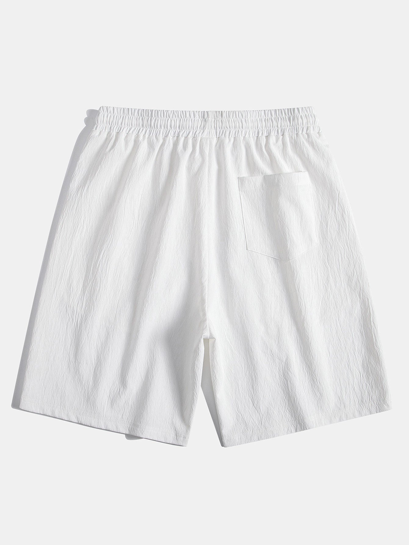 Geometric Jacquard Eyelet Cuban Shirt & Crinkled Textured Drawstring Shorts