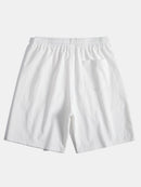 Linen Rayon Blend Button Up Shirt & Crinkled Textured Drawstring Shorts