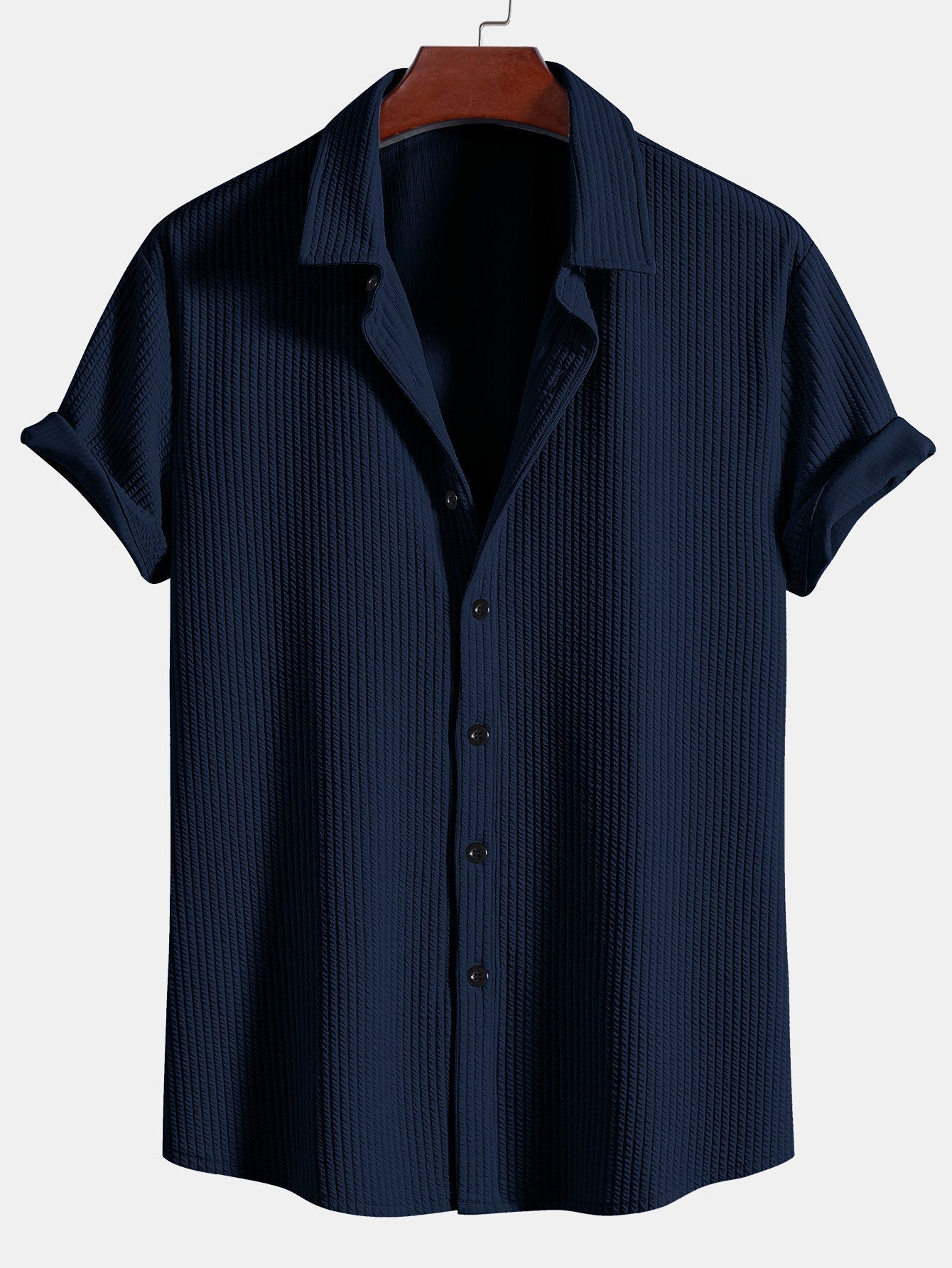 Muscle Fit Ribbed Button Up Shirt & Straight Leg Ribbed Pants