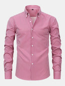 Long Sleeve Stripe Button Up Shirt & Slim Fit Tapered Trousers