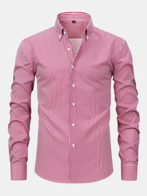 Long Sleeve Stripe Button Up Shirt & Slim Fit Tapered Trousers