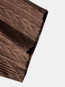 Geometric Jacquard Eyelet Cuban Shirt & Crinkled Textured Drawstring Shorts