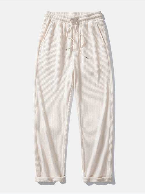Long Sleeved Knitted Waffle Polo Shirt & Drawstring Knitted Waffle Pants