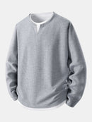 Relax Fit Long Sleeve 2 In 1 Waffle T-Shirt & Single Pleat Drawstring Straight Leg Pants