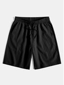 Linen Rayon Blend Button Up Shirt & Crinkled Textured Drawstring Shorts