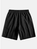 Geometric Striped Jacquard Button Up Shirt & Crinkled Textured Drawstring Shorts
