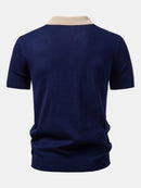 Textured Color Block Knit Polo & Slim Fit Tapered Trousers
