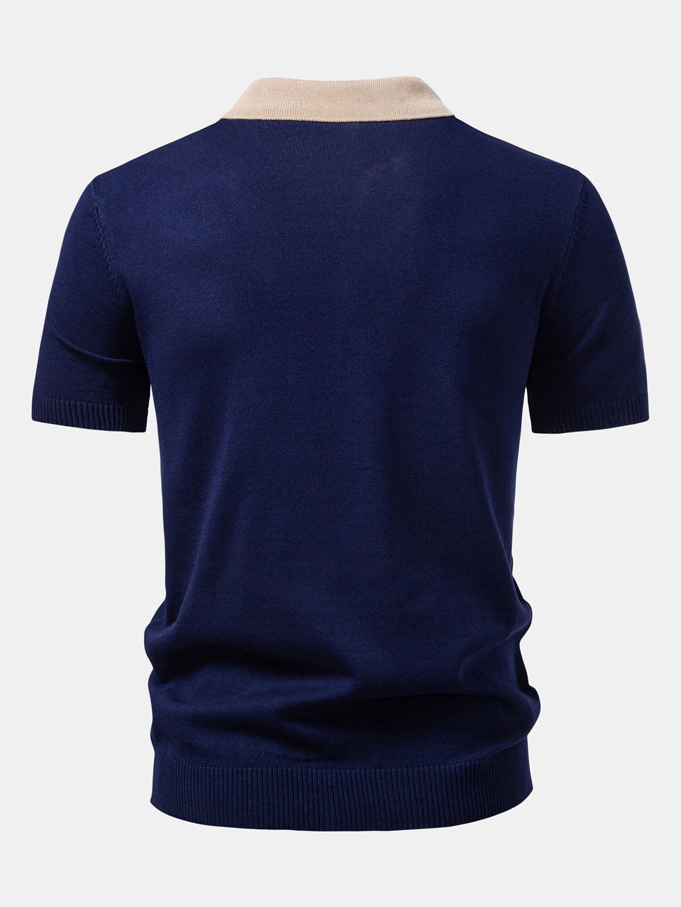 Textured Color Block Knit Polo & Slim Fit Tapered Trousers