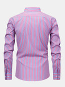 Long Sleeve Stripe Button Up Shirt & Slim Fit Tapered Trousers