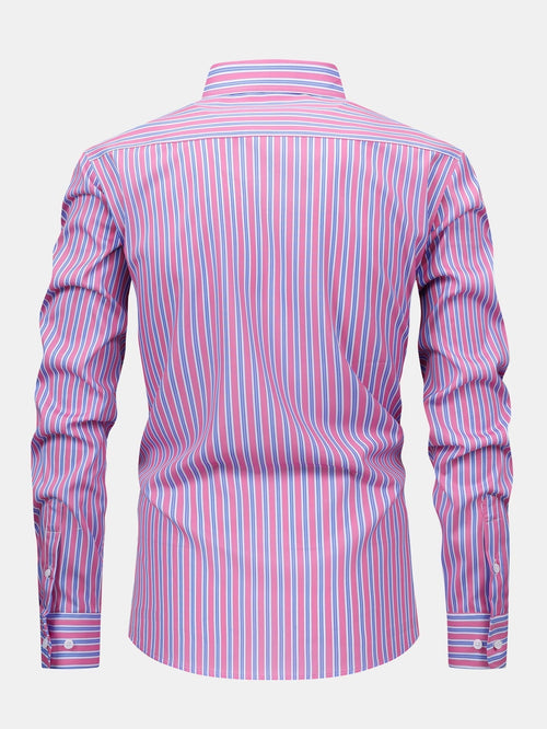 Long Sleeve Stripe Button Up Shirt & Slim Fit Tapered Trousers