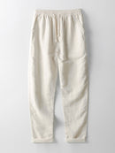 Geometric Striped Jacquard Button Up Shirt & Straight Leg Linen Pants