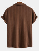 Texture Jacquard Cuban Shirt & Wrinkle Textured Straight Leg Pants