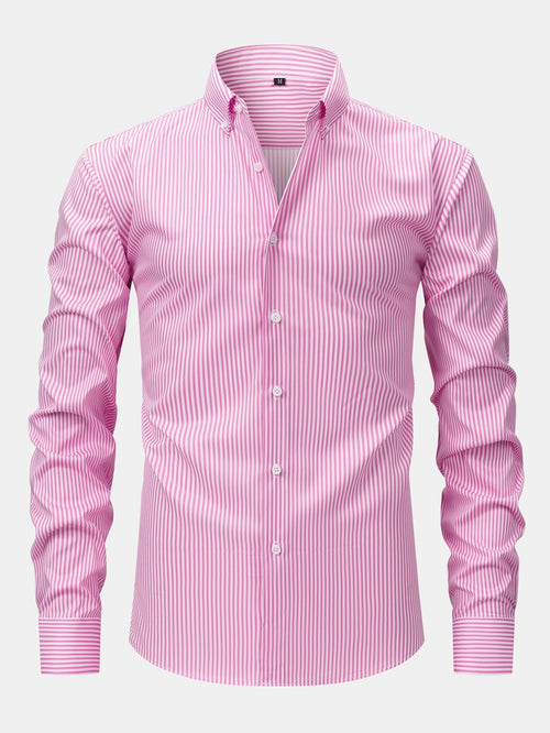 Long Sleeve Stripe Button Up Shirt & Slim Fit Tapered Trousers