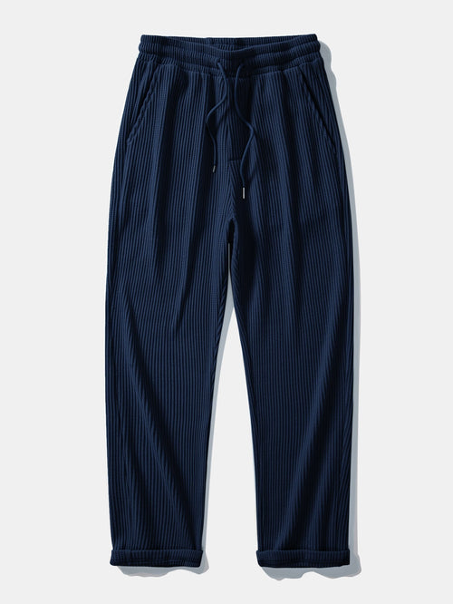 Long Sleeved Knitted Waffle Polo Shirt & Drawstring Knitted Waffle Pants