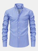 Long Sleeve Stripe Button Up Shirt & Slim Fit Tapered Trousers