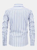 Long Sleeve Stripe Button Up Shirt & Slim Fit Tapered Trousers