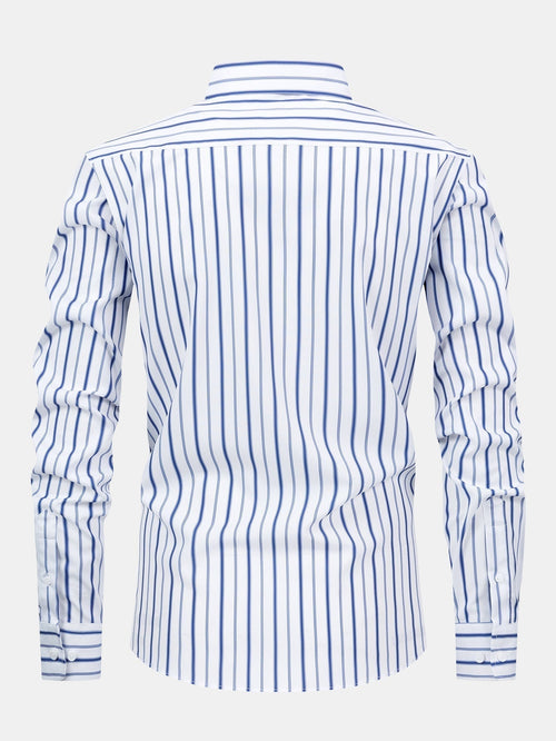 Long Sleeve Stripe Button Up Shirt & Slim Fit Tapered Trousers