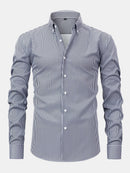 Long Sleeve Stripe Button Up Shirt & Slim Fit Tapered Trousers