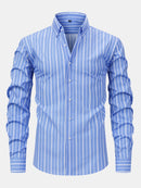 Long Sleeve Stripe Button Up Shirt & Slim Fit Tapered Trousers