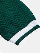 Texture Contrast Knitted V Neck Polo Shirt & Cotton Chino Shorts
