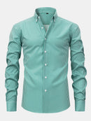 Long Sleeve Stripe Button Up Shirt & Slim Fit Tapered Trousers