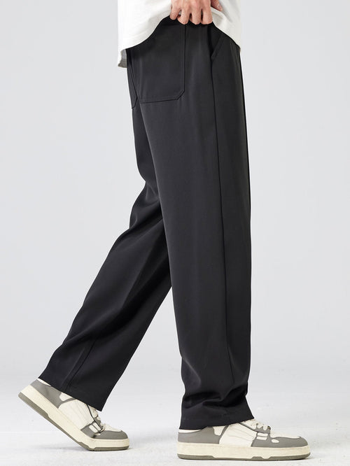 Relax Fit Long Sleeve 2 In 1 Waffle T-Shirt & Single Pleat Drawstring Straight Leg Pants