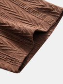 Texture Jacquard Cuban Shirt & Wrinkle Textured Straight Leg Pants