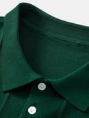 Stripe Jacquard Knit Polo Shirt & Straight Leg Ribbed Pants