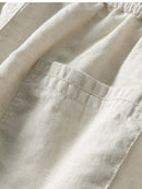 Geometric Striped Jacquard Button Up Shirt & Straight Leg Linen Pants