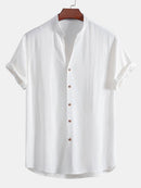 V Neck Linen Rayon Blend Shirt & Straight Leg Linen Pants