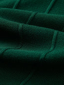 Stripe Jacquard Knit Polo Shirt & Straight Leg Ribbed Pants