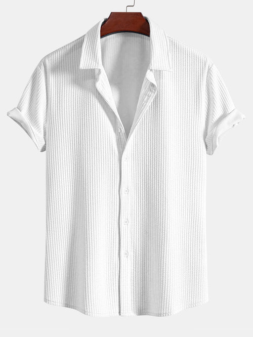 Muscle Fit Ribbed Button Up Shirt & Straight Leg Ribbed Pants