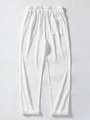 Texture Contrast Knitted V Neck Polo Shirt & Straight Leg Ribbed Pants