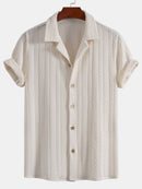 Texture Jacquard Cuban Shirt & Wrinkle Textured Straight Leg Pants