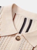 Stripe Crochet Button Up Shirt & Straight Leg Linen Pants