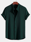 Muscle Fit Ribbed Stand Collar Shirt & Elastic Waist Straight Leg Trousers
