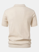 Wave Jacquard Knit V Neck Polo Shirt & Slim Fit Tapered Trousers