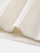 Long Sleeved Knitted Waffle Polo Shirt & Drawstring Knitted Waffle Pants
