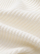 Long Sleeve Waffle Mock Neck T-Shirt & Drawstring Knitted Waffle Pants