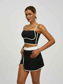 Women's Sports Set: Padded Crop Top & Pocket Skort