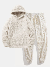 Geometric Jacquard Teddy Hoodie & Jogging Pants