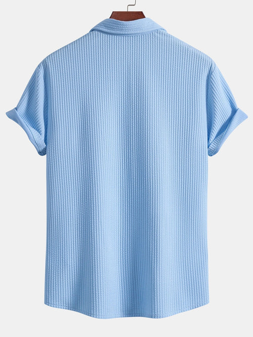 Muscle Fit Ribbed Button Up Shirt & Straight Leg Ribbed Pants