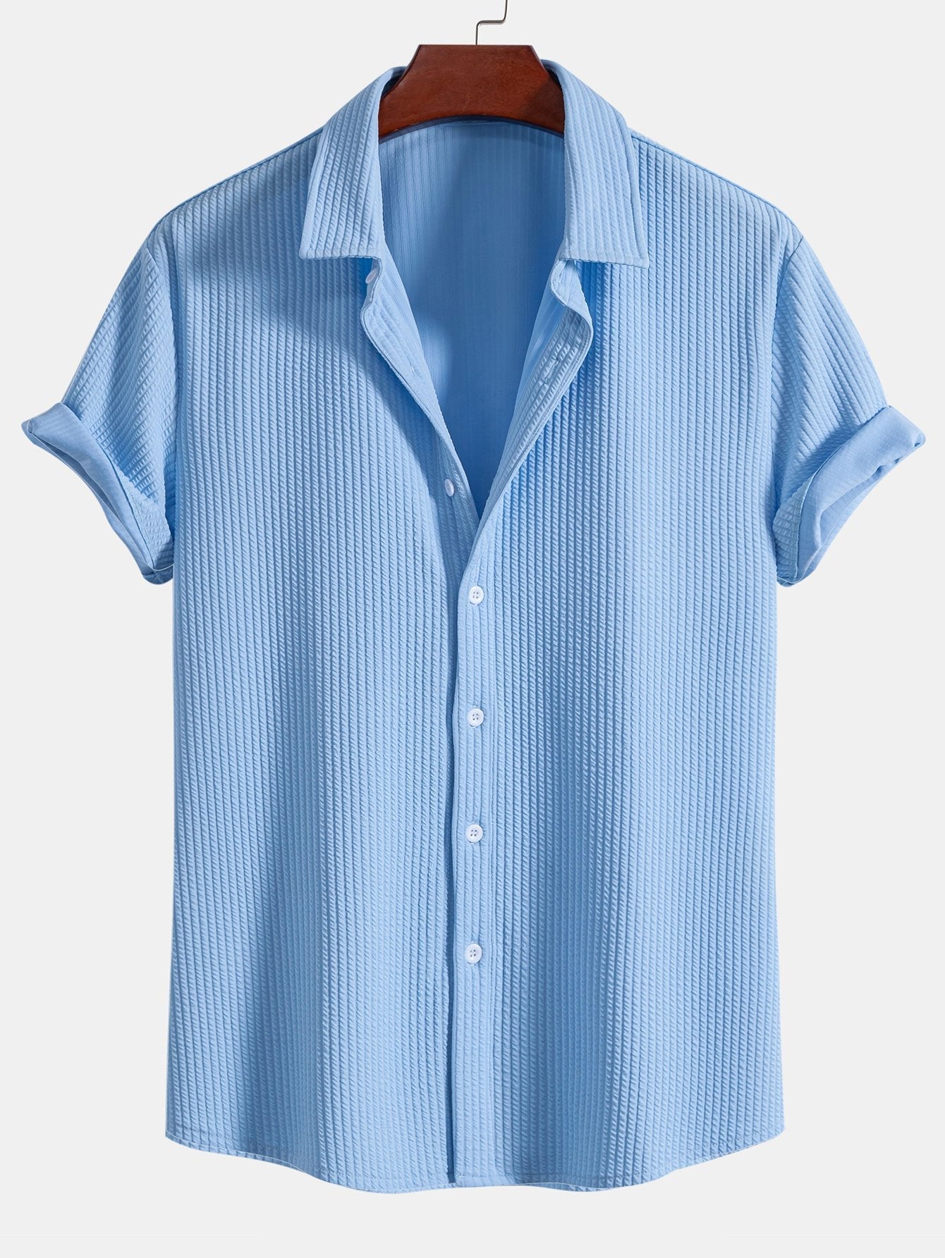Muscle Fit Ribbed Button Up Shirt & Straight Leg Ribbed Pants